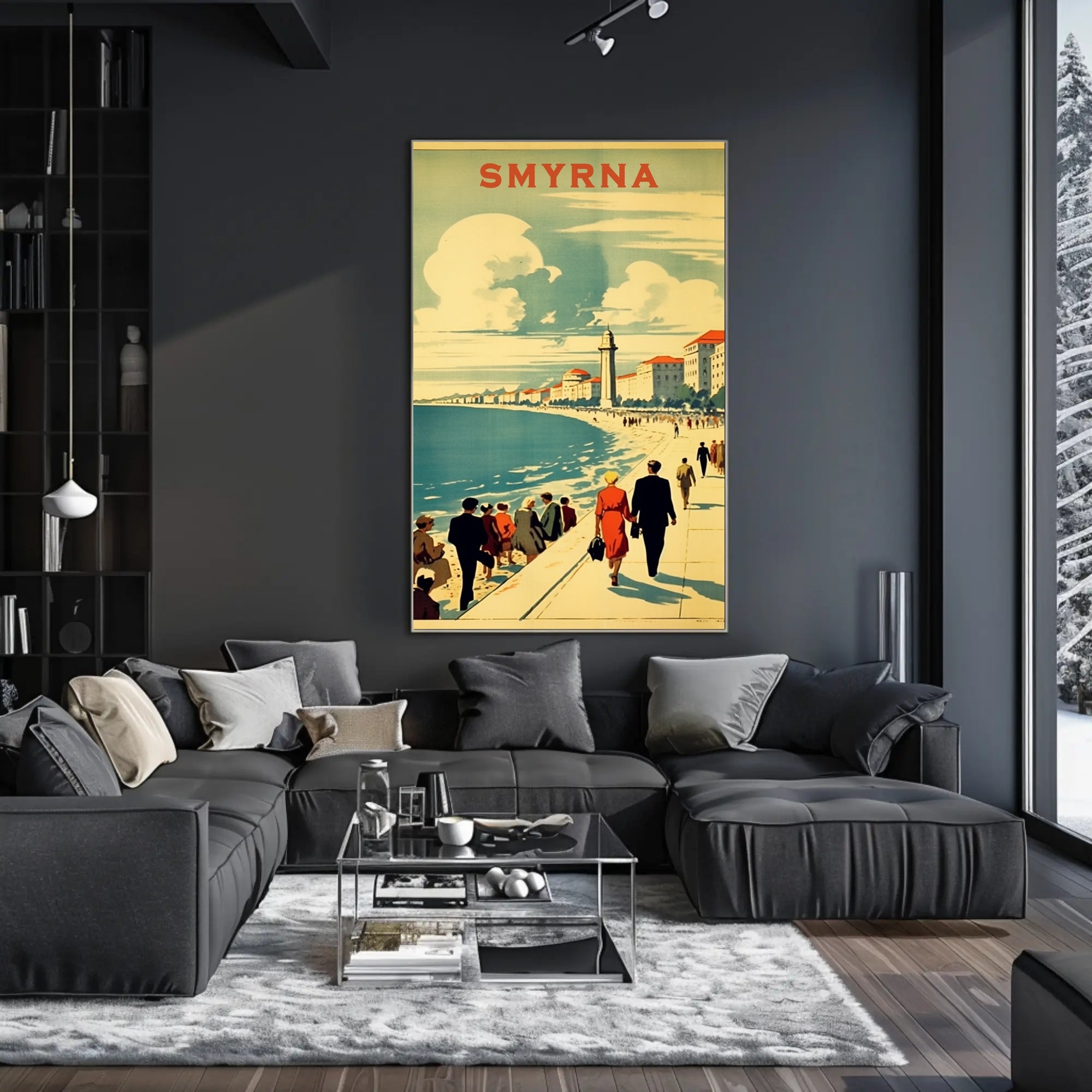 Smyrna Vintage Travel Poster: Nostalgic Mediterranean Coastal Scene PosterGoat