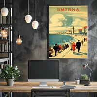 Smyrna Vintage Travel Poster: Nostalgic Mediterranean Coastal Scene PosterGoat