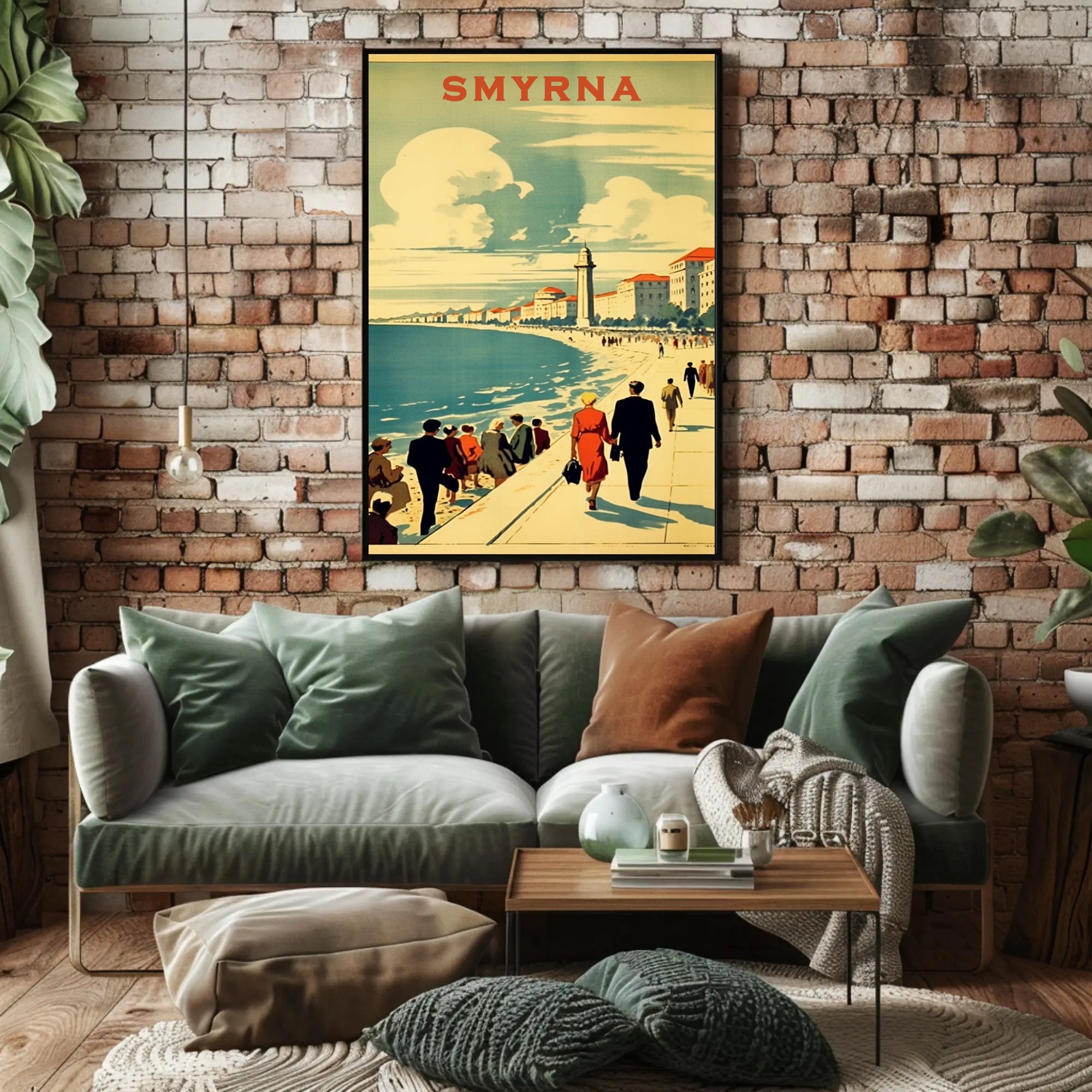 Smyrna Vintage Travel Poster: Nostalgic Mediterranean Coastal Scene PosterGoat