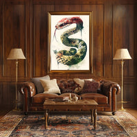 Snake Illustration with Watercolor and Ink Artistic Poster PosterGoat