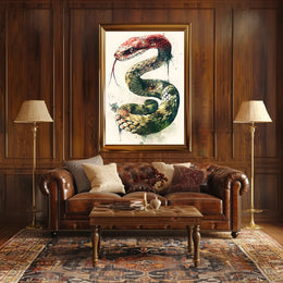 Snake Illustration with Watercolor and Ink Artistic Poster PosterGoat
