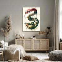 Snake Illustration with Watercolor and Ink Artistic Poster PosterGoat