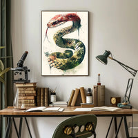 Snake Illustration with Watercolor and Ink Artistic Poster PosterGoat