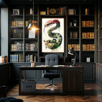 Snake Illustration with Watercolor and Ink Artistic Poster PosterGoat