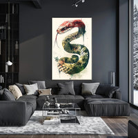 Snake Illustration with Watercolor and Ink Artistic Poster PosterGoat