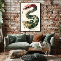 Snake Illustration with Watercolor and Ink Artistic Poster PosterGoat