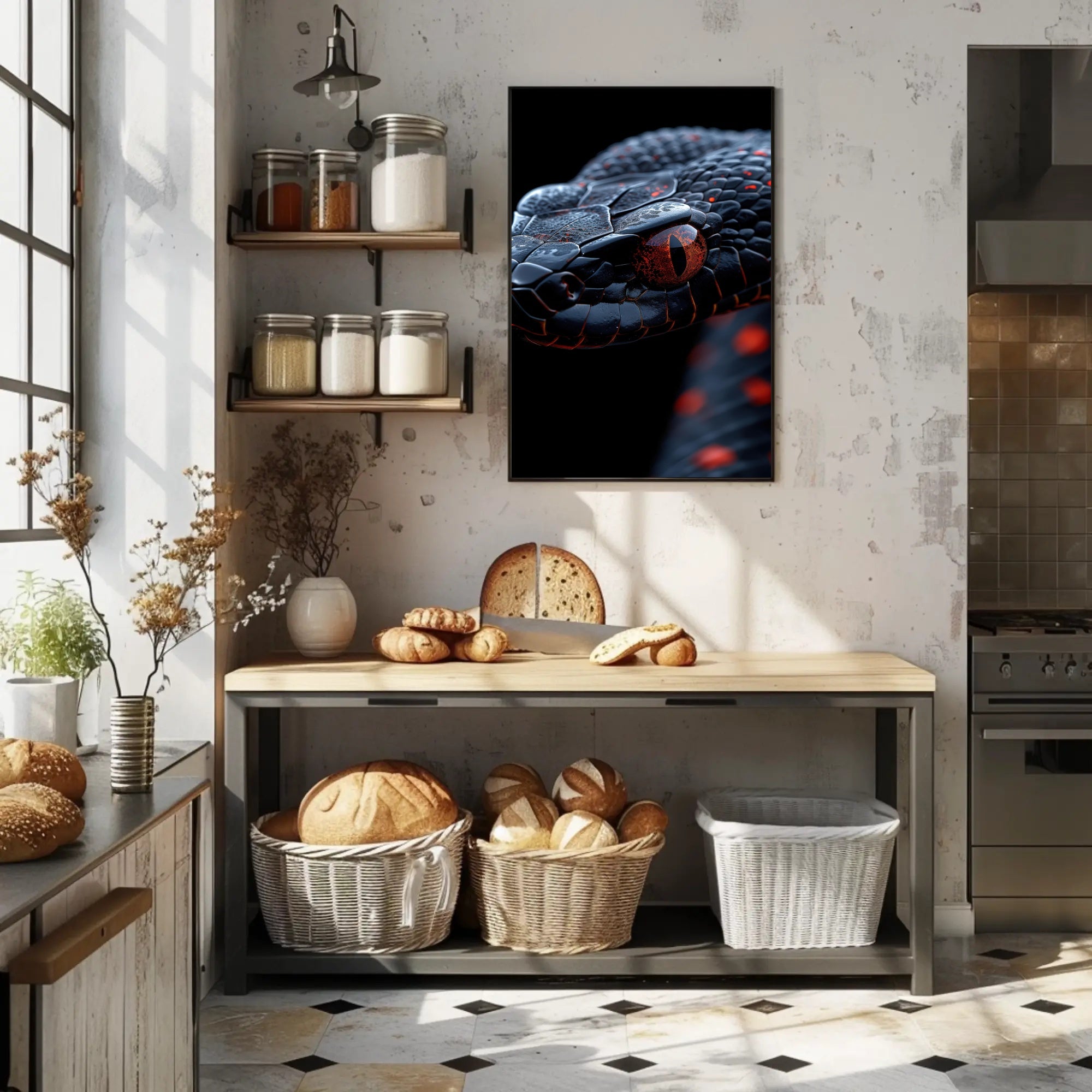 Snake's Eye Masterpiece: Hyper-Realistic Reptile Animal Poster PosterGoat