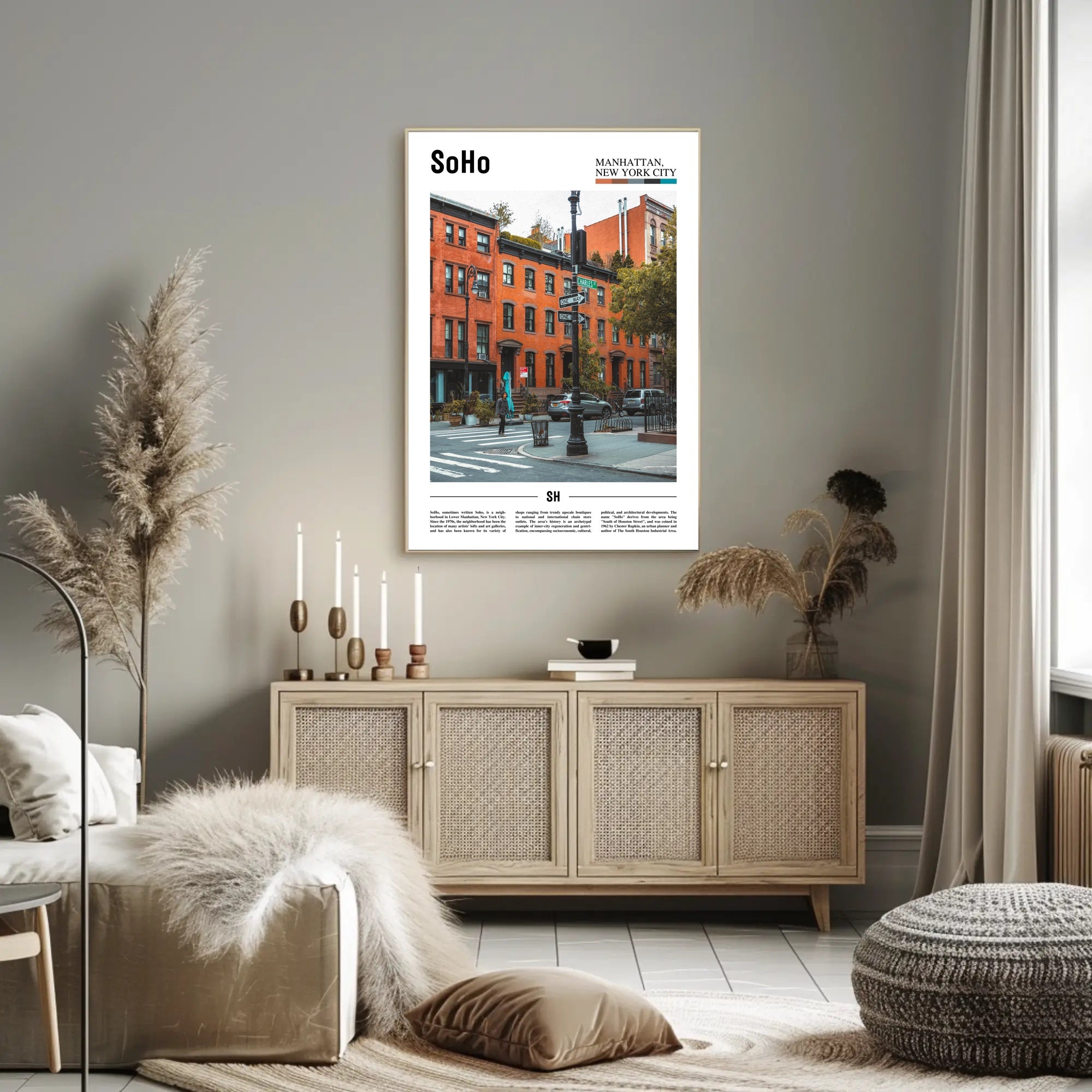 SoHo Street Scene Architectural Charm Wall Art Travel Poster PosterGoat