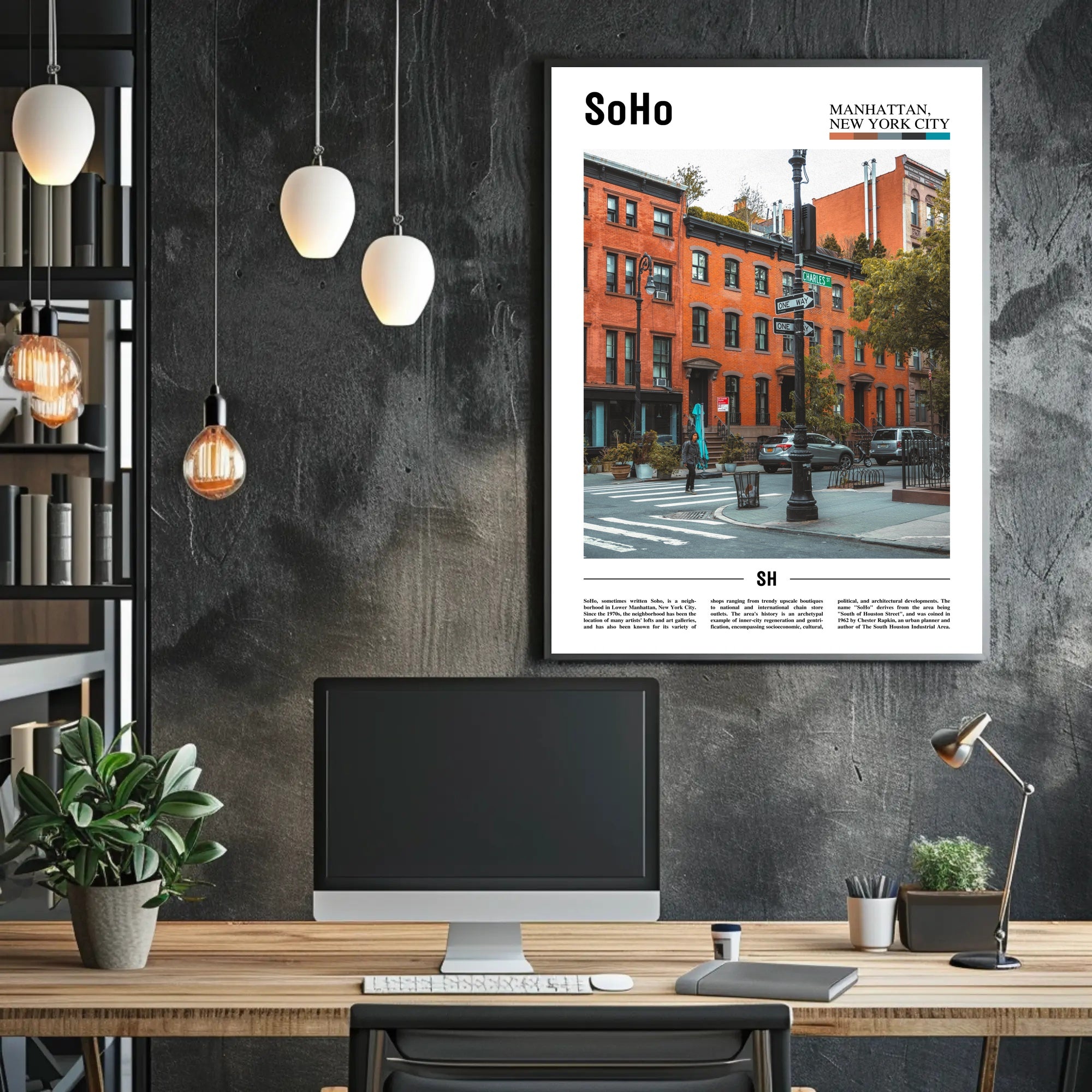 SoHo Street Scene Architectural Charm Wall Art Travel Poster PosterGoat
