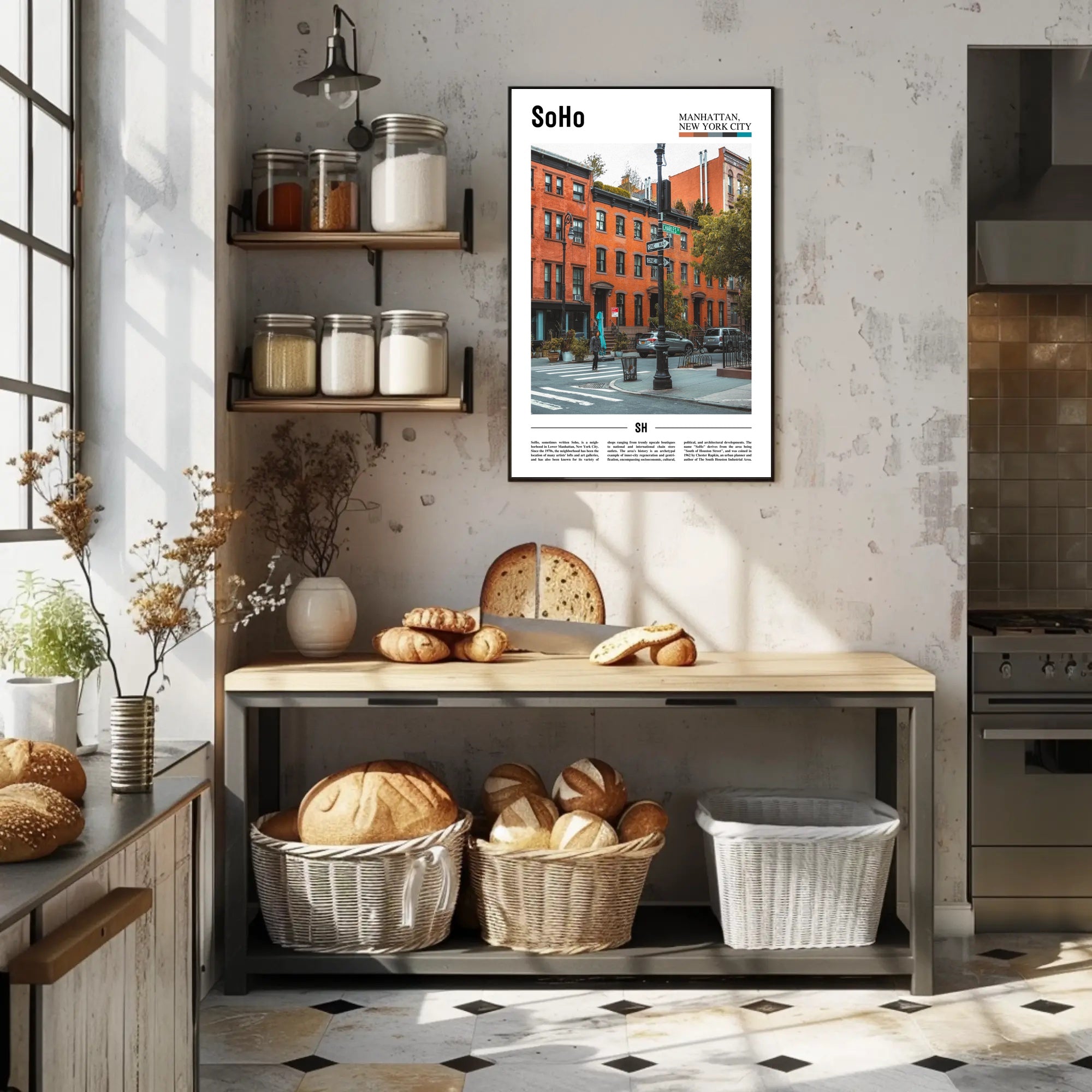 SoHo Street Scene Architectural Charm Wall Art Travel Poster PosterGoat