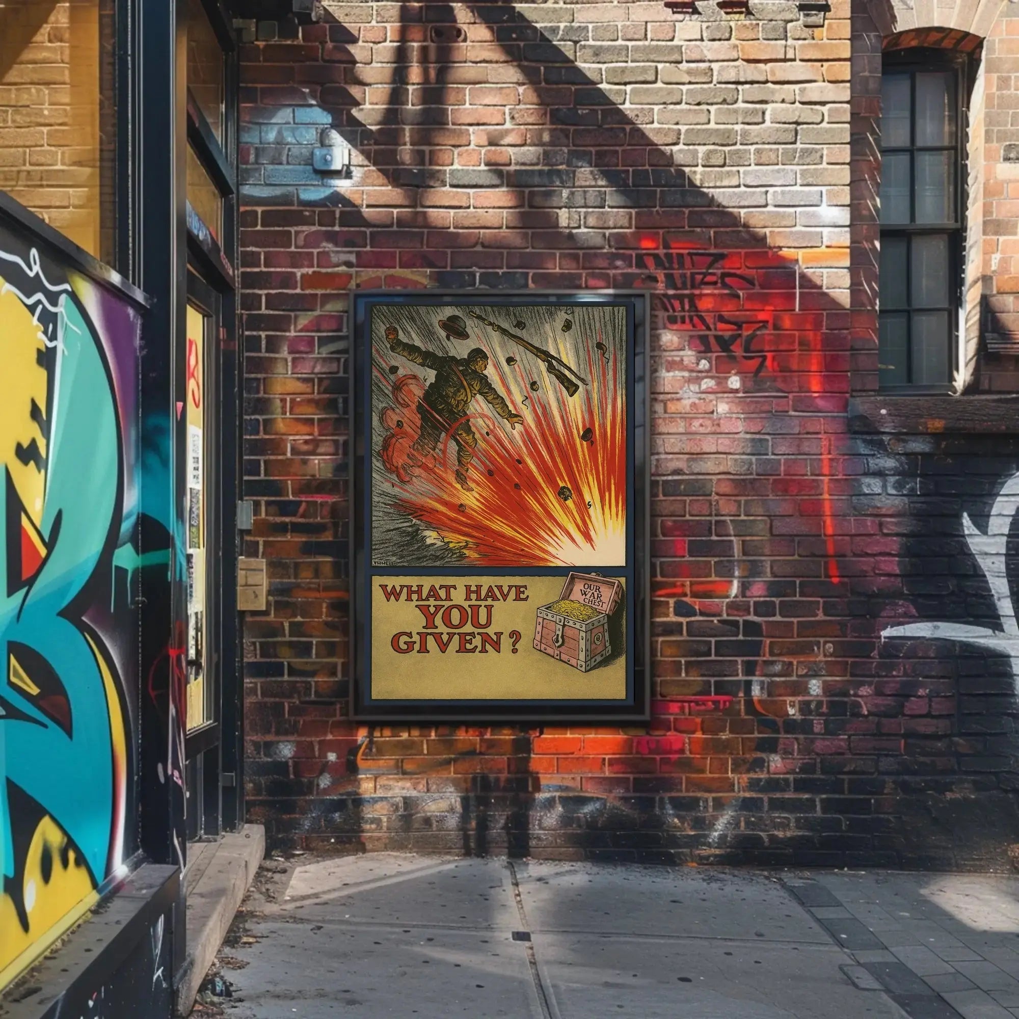 Soldier in Explosion: WWI Propaganda Poster PosterGoat