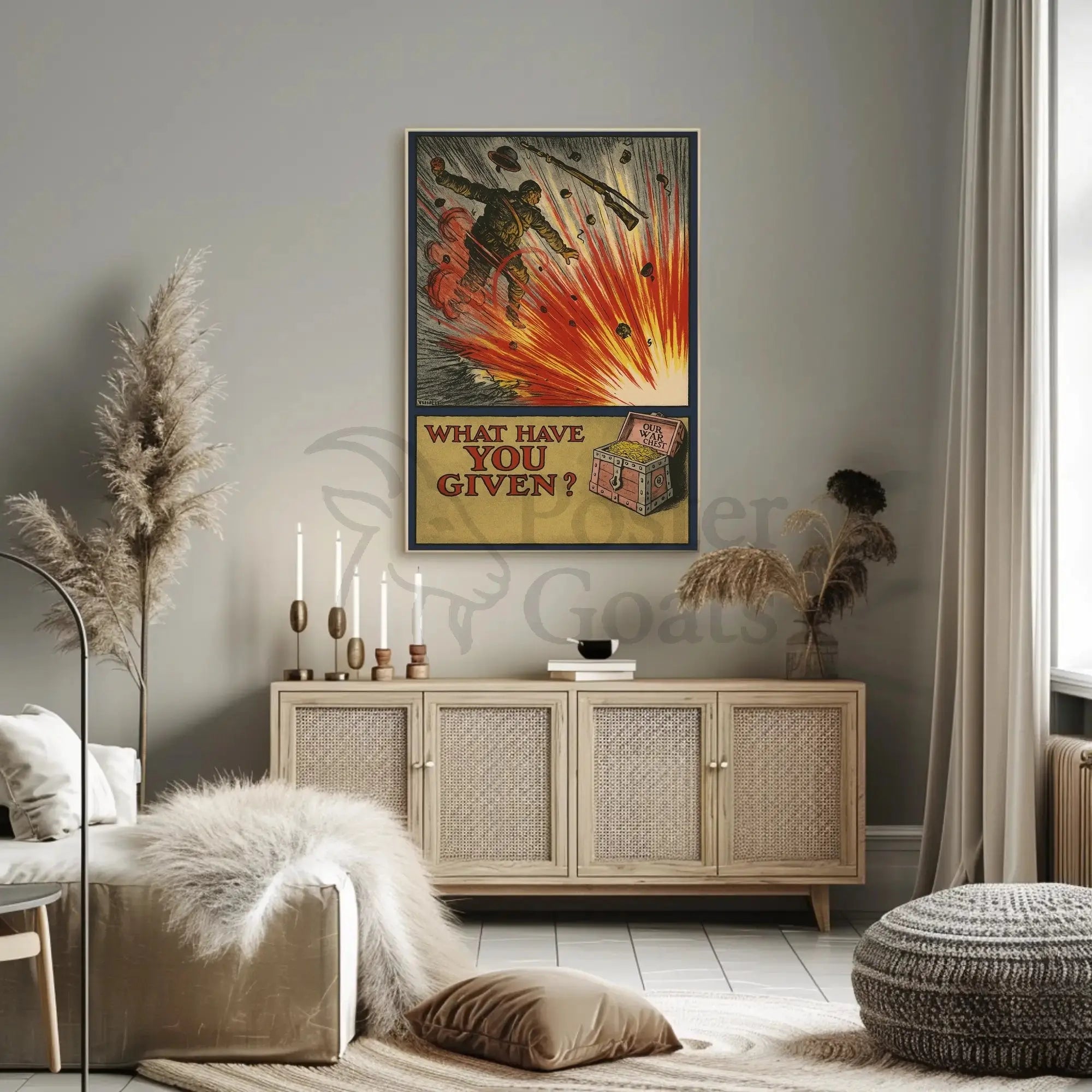 Soldier in Explosion: WWI Propaganda Poster PosterGoat
