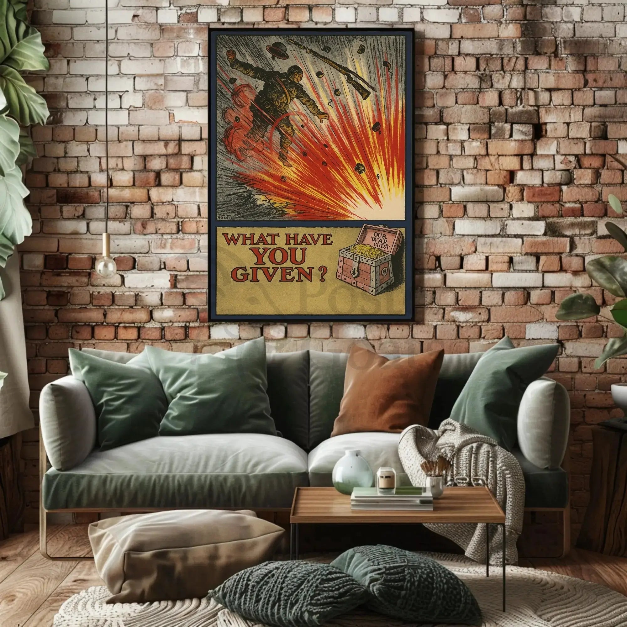 Soldier in Explosion: WWI Propaganda Poster PosterGoat
