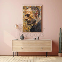 Solemn Profile with Geometric Elements Artistic Poster PosterGoat