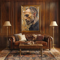 Solemn Profile with Geometric Elements Artistic Poster PosterGoat