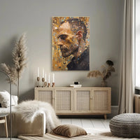 Solemn Profile with Geometric Elements Artistic Poster PosterGoat