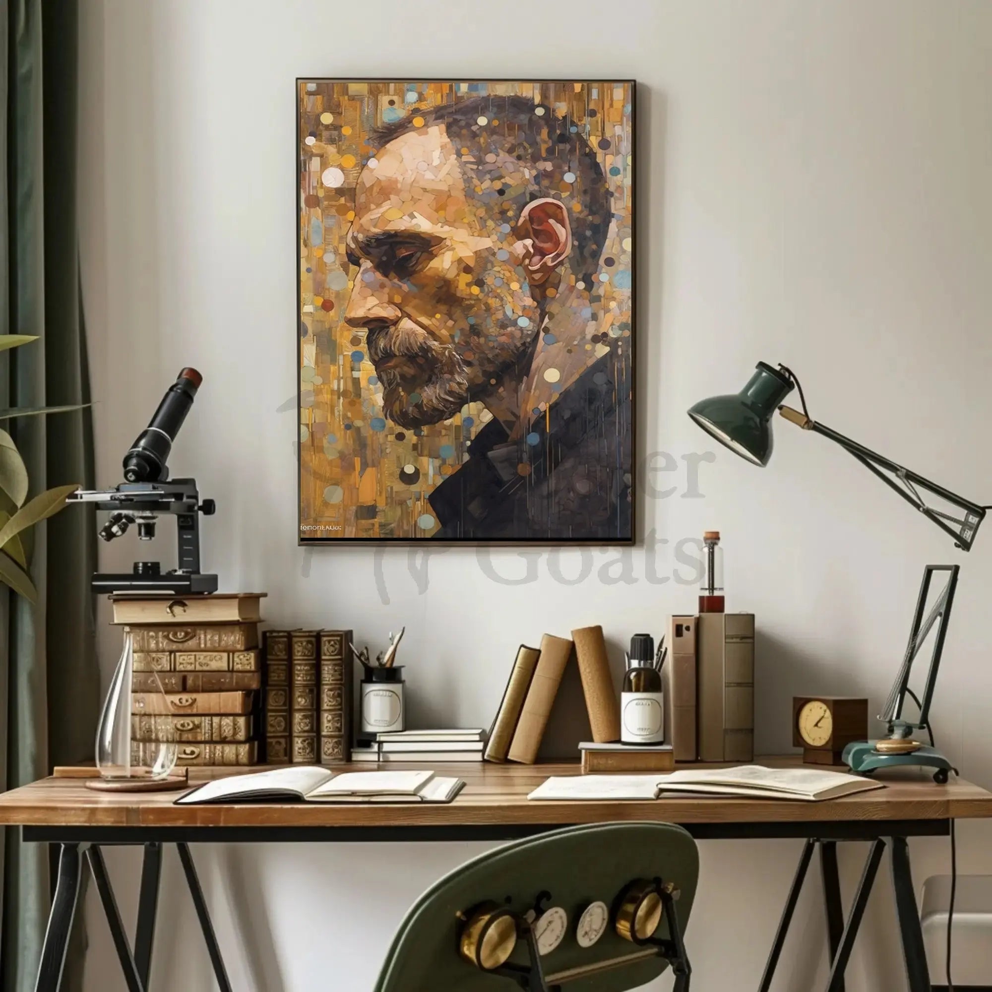 Solemn Profile with Geometric Elements Artistic Poster PosterGoat