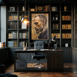 Solemn Profile with Geometric Elements Artistic Poster PosterGoat