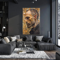 Solemn Profile with Geometric Elements Artistic Poster PosterGoat