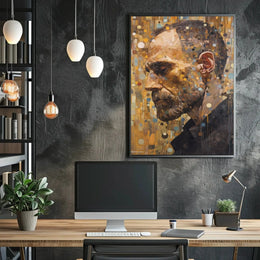 Solemn Profile with Geometric Elements Artistic Poster PosterGoat