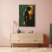 Solitary Figure in Shadows: Introspective Art Poster PosterGoat