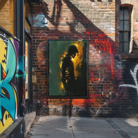 Solitary Figure in Shadows: Introspective Art Poster PosterGoat