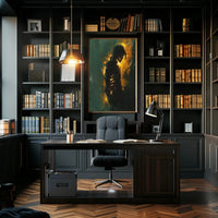 Solitary Figure in Shadows: Introspective Art Poster PosterGoat