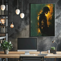 Solitary Figure in Shadows: Introspective Art Poster PosterGoat