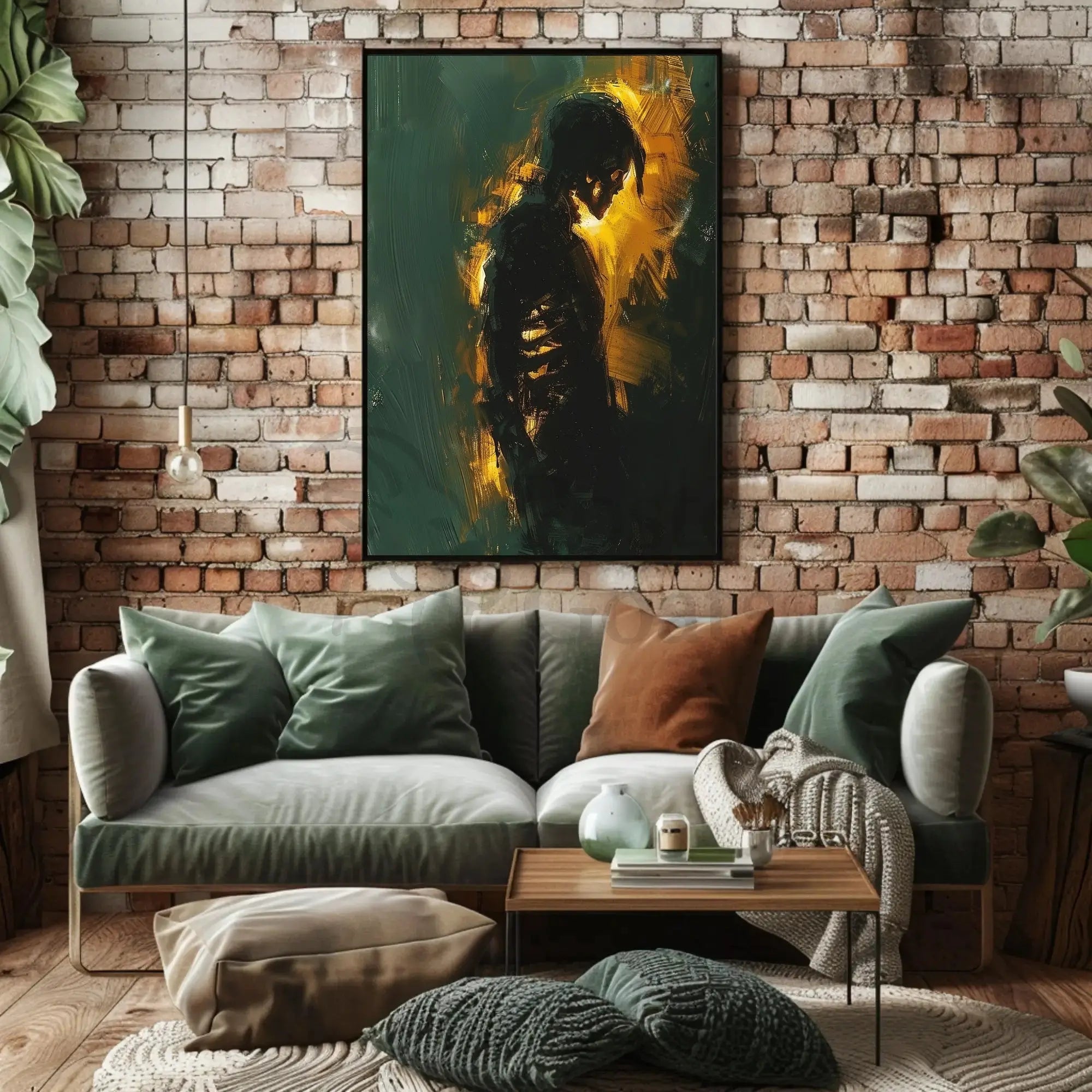 Solitary Figure in Shadows: Introspective Art Poster PosterGoat
