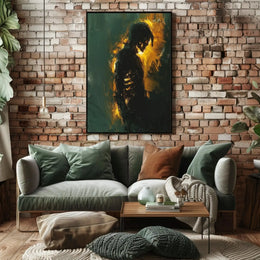 Solitary Figure in Shadows: Introspective Art Poster PosterGoat
