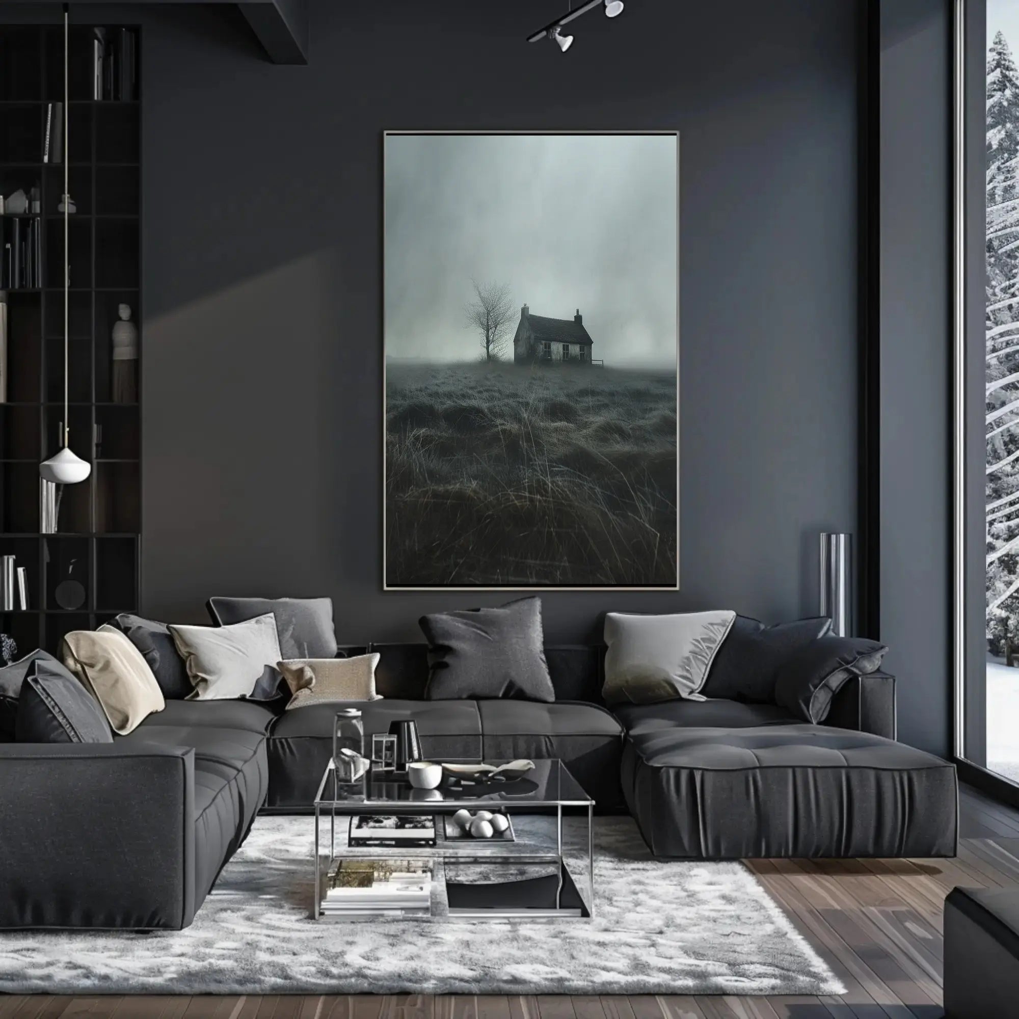 Solitary House in Desolate Landscape Artistic Poster PosterGoat