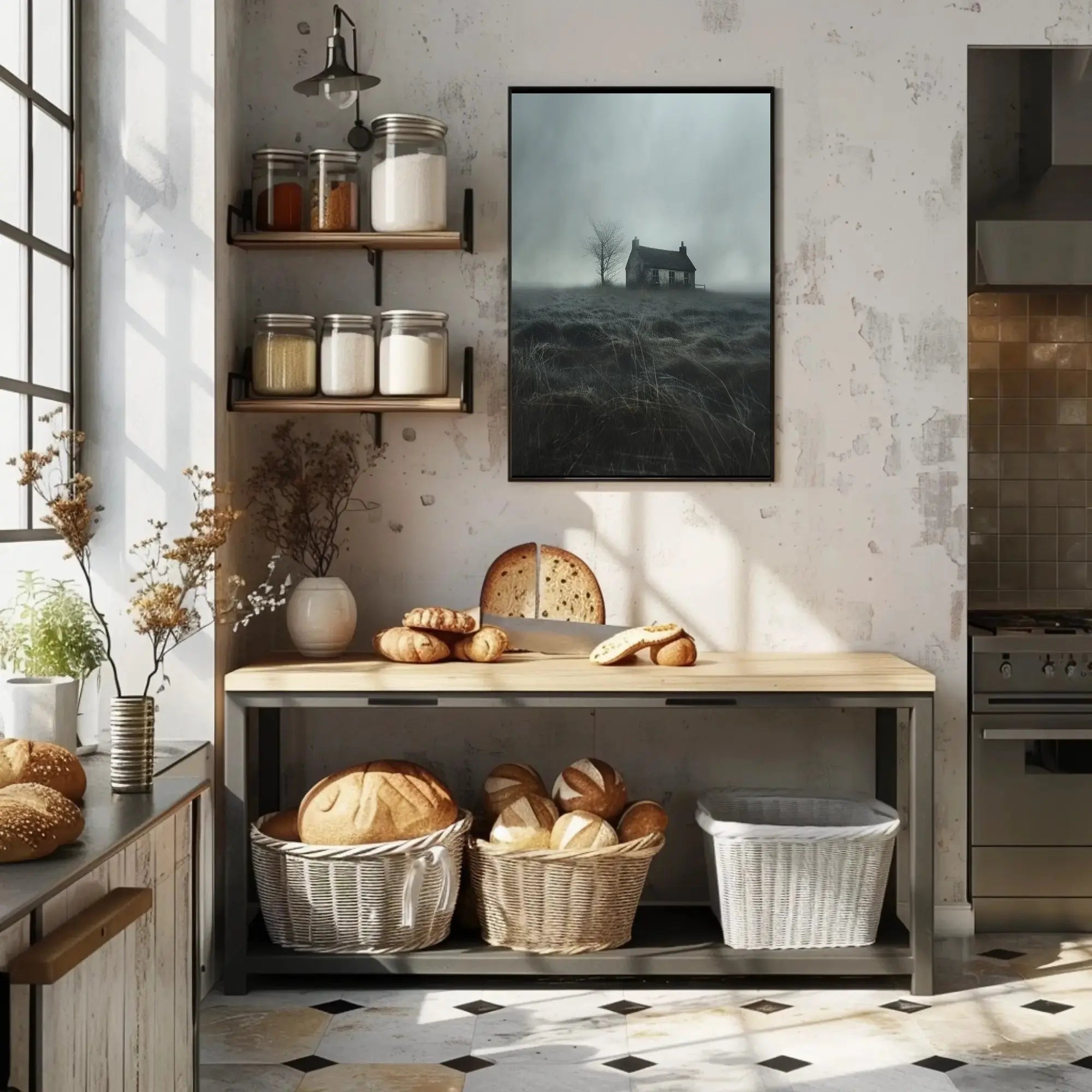 Solitary House in Desolate Landscape Artistic Poster PosterGoat