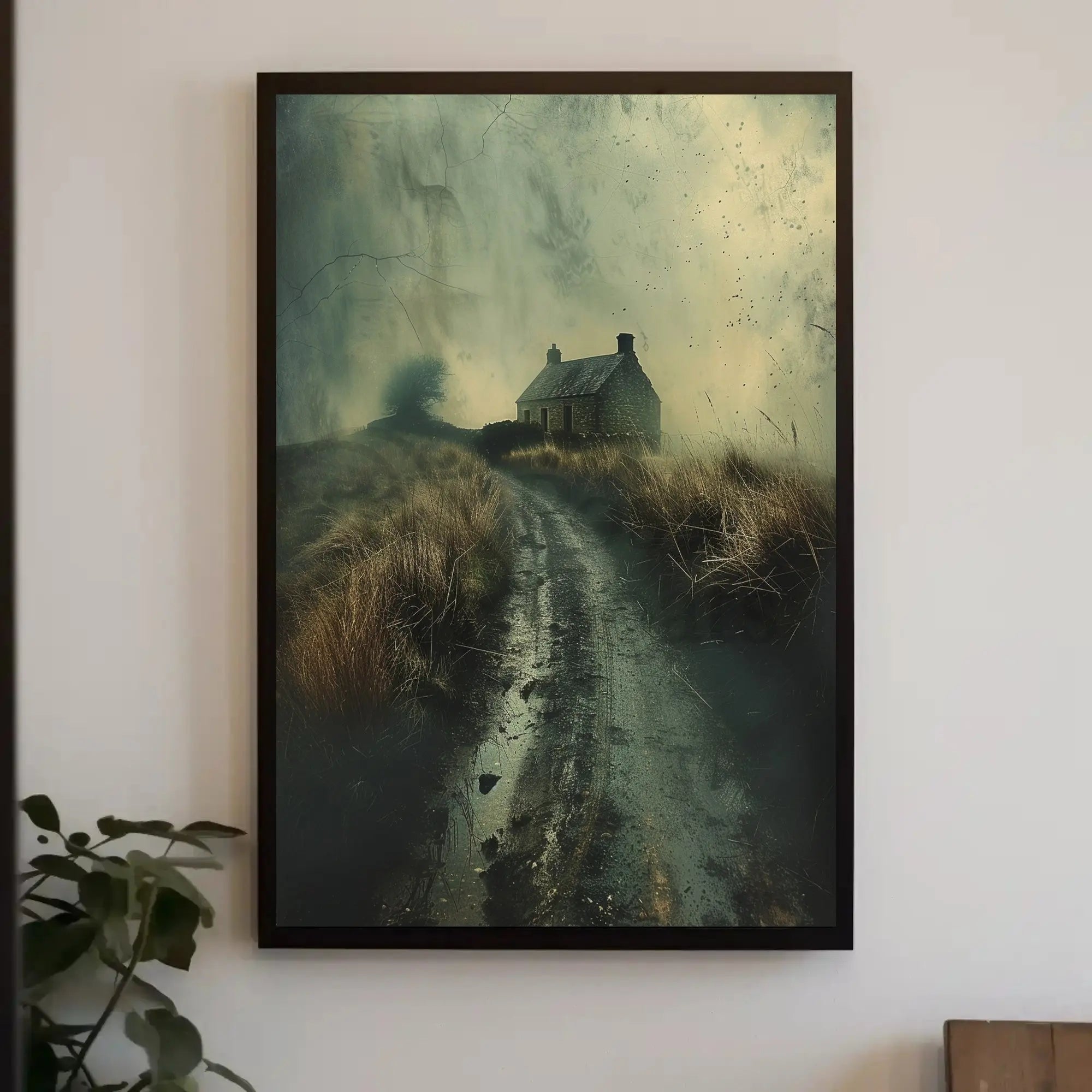 Solitary Rustic Cottage Mist Artistic Heritage Poster PosterGoat