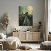 Solitary Rustic Cottage Mist Artistic Heritage Poster PosterGoat