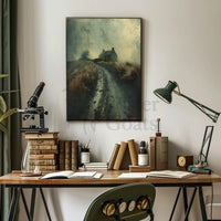 Solitary Rustic Cottage Mist Artistic Heritage Poster PosterGoat