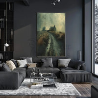 Solitary Rustic Cottage Mist Artistic Heritage Poster PosterGoat