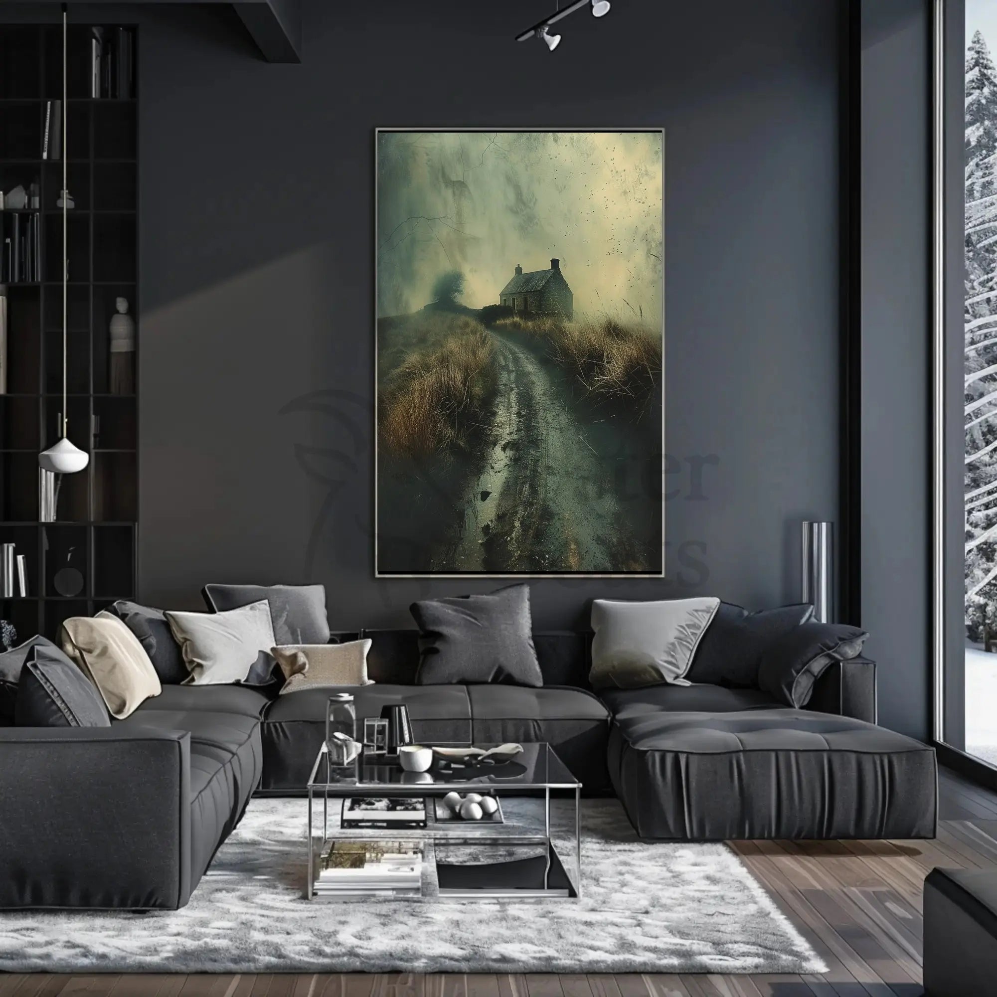 Solitary Rustic Cottage Mist Artistic Heritage Poster PosterGoat