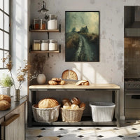 Solitary Rustic Cottage Mist Artistic Heritage Poster PosterGoat