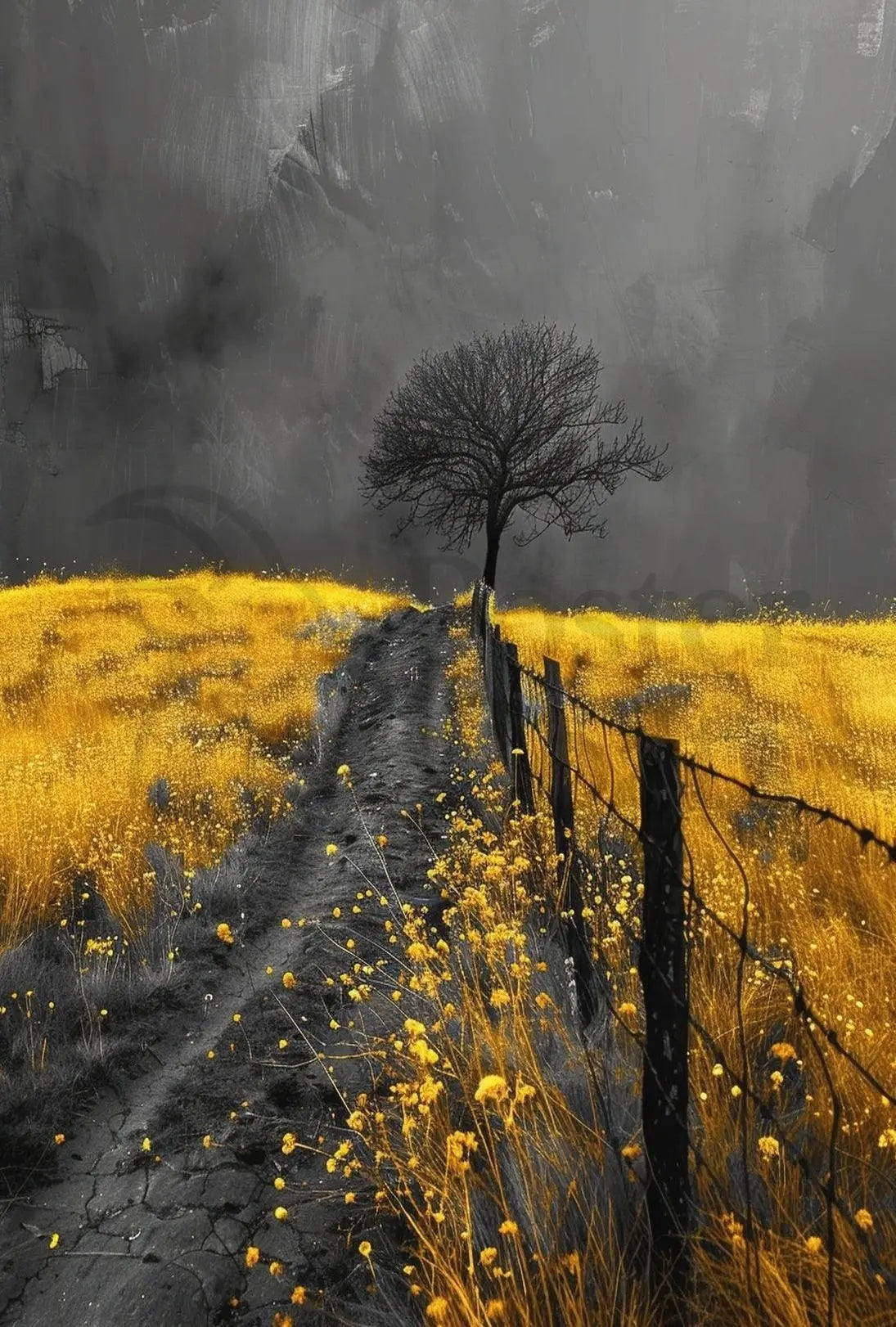 Solitary Tree Landscape Art Print Artistic Poster PosterGoat