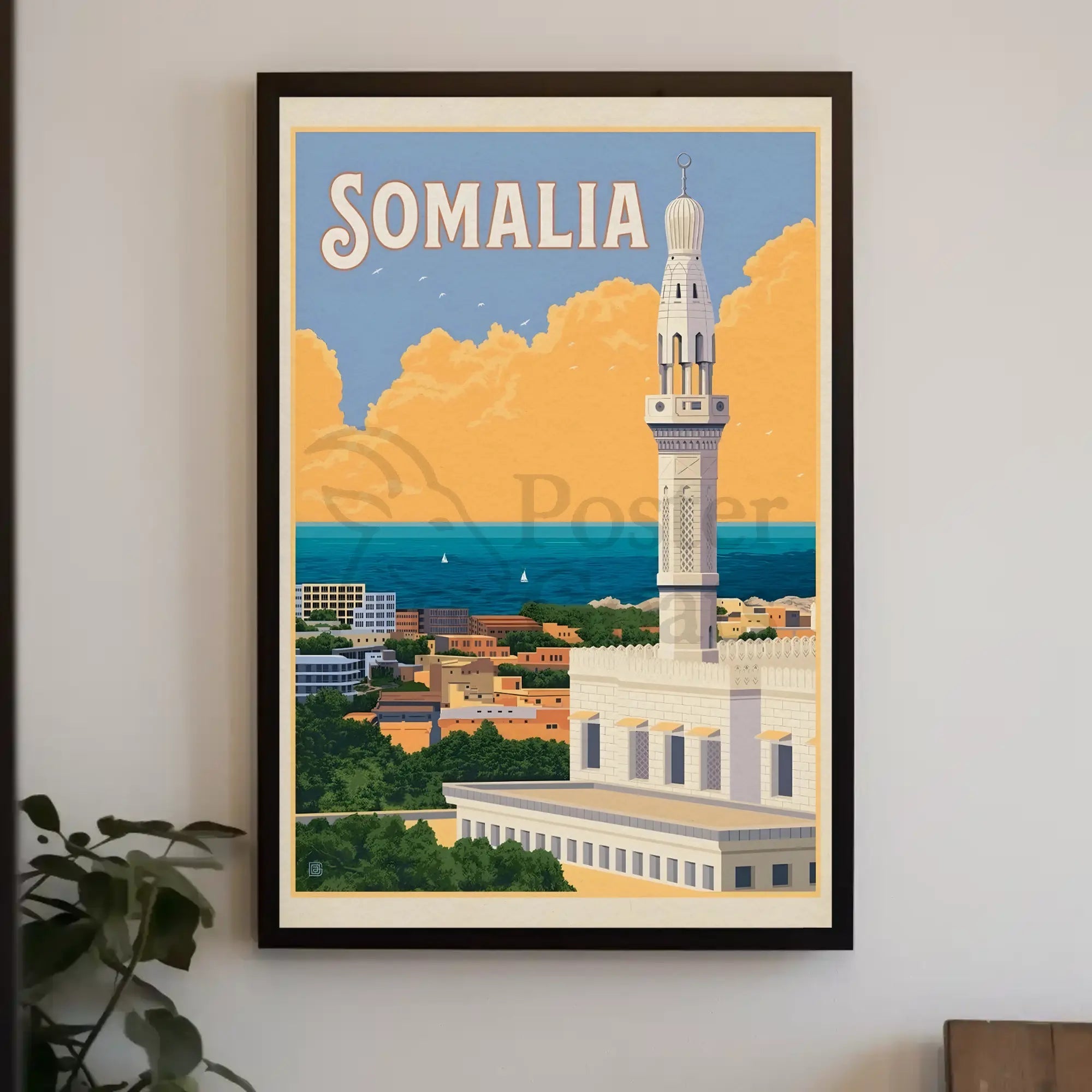Somalia Coastal Vintage Travel Destination Poster PosterGoat
