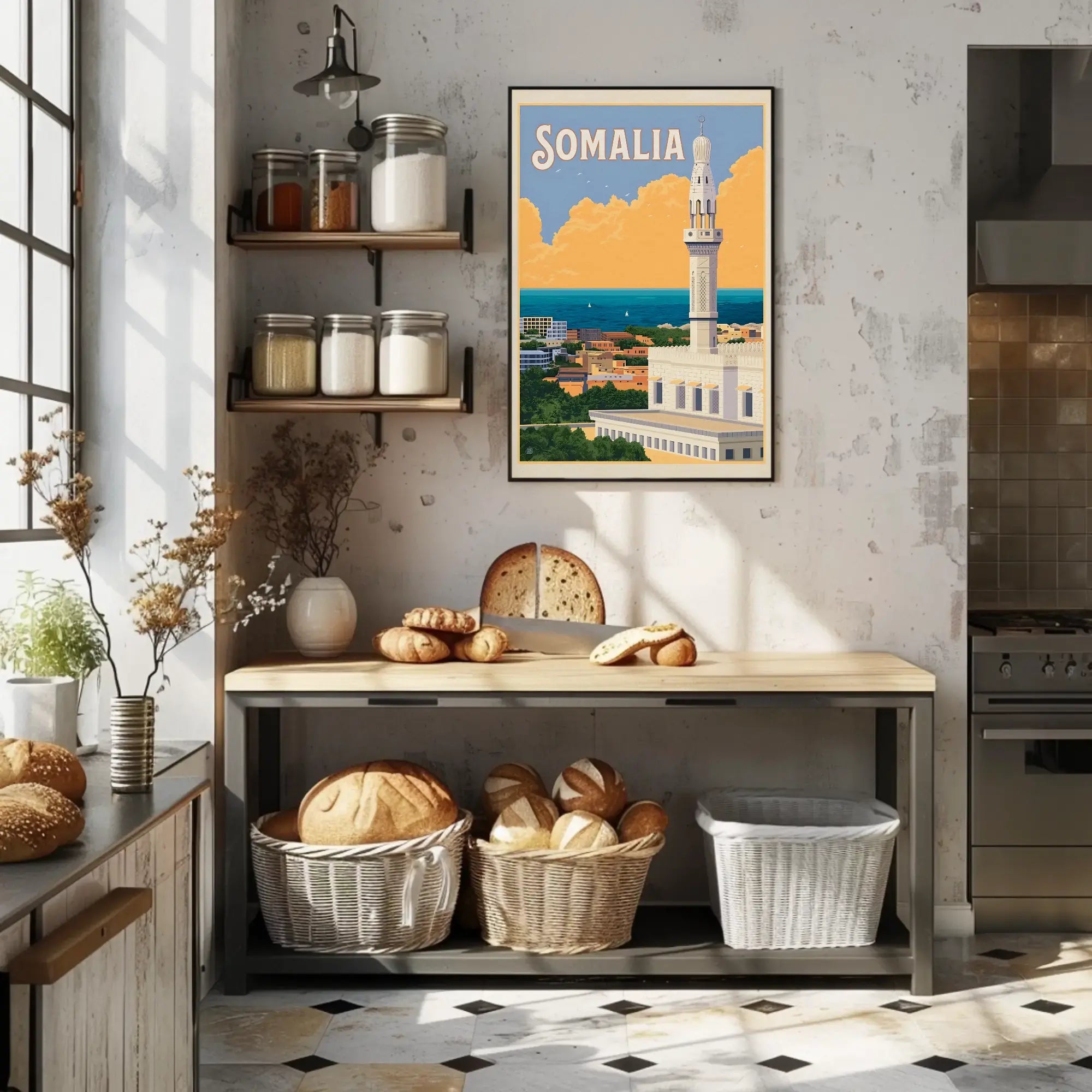 Somalia Coastal Vintage Travel Destination Poster PosterGoat