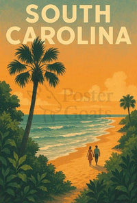 South Carolina Beach Romance Vintage Travel Poster PosterGoat