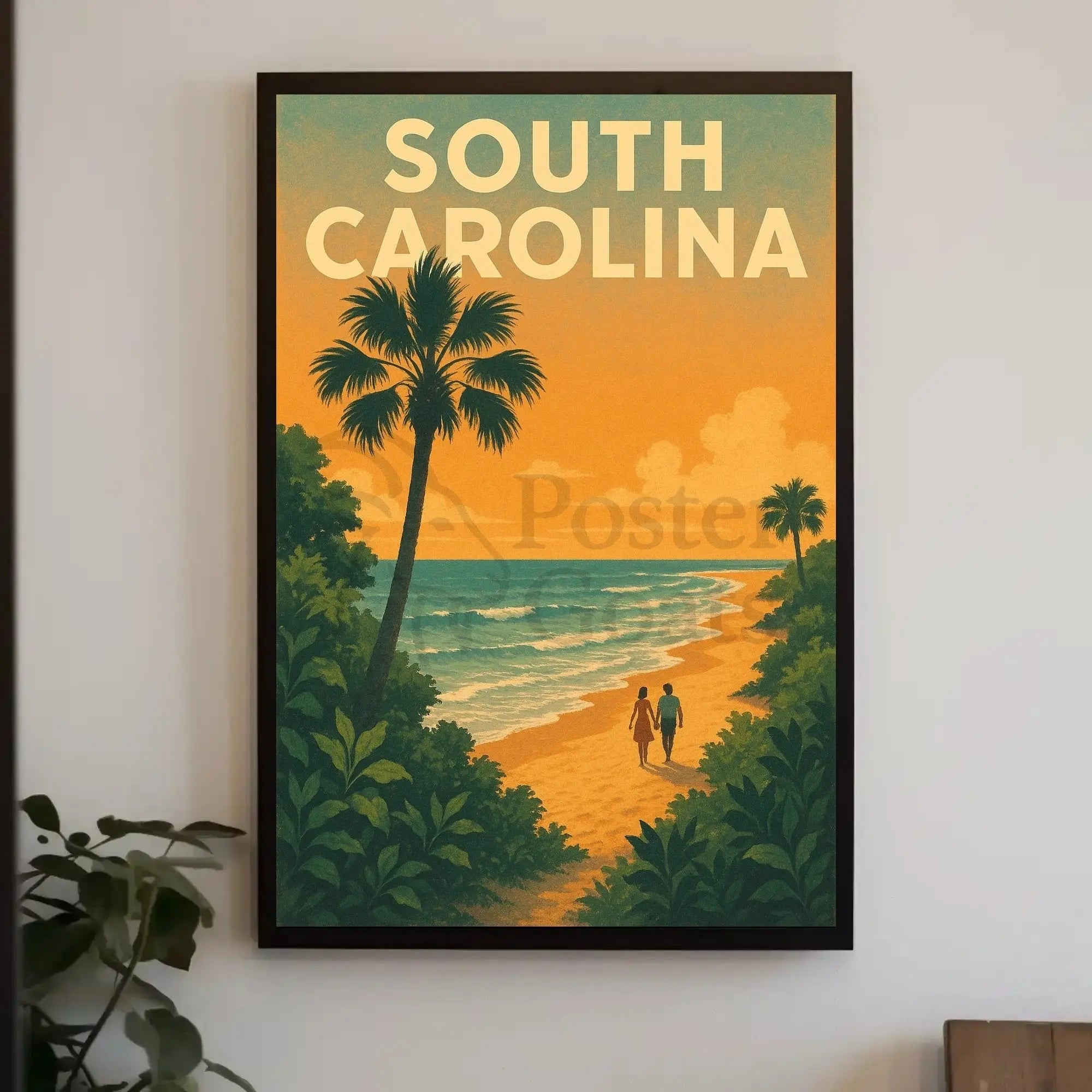 South Carolina Beach Romance Vintage Travel Poster PosterGoat