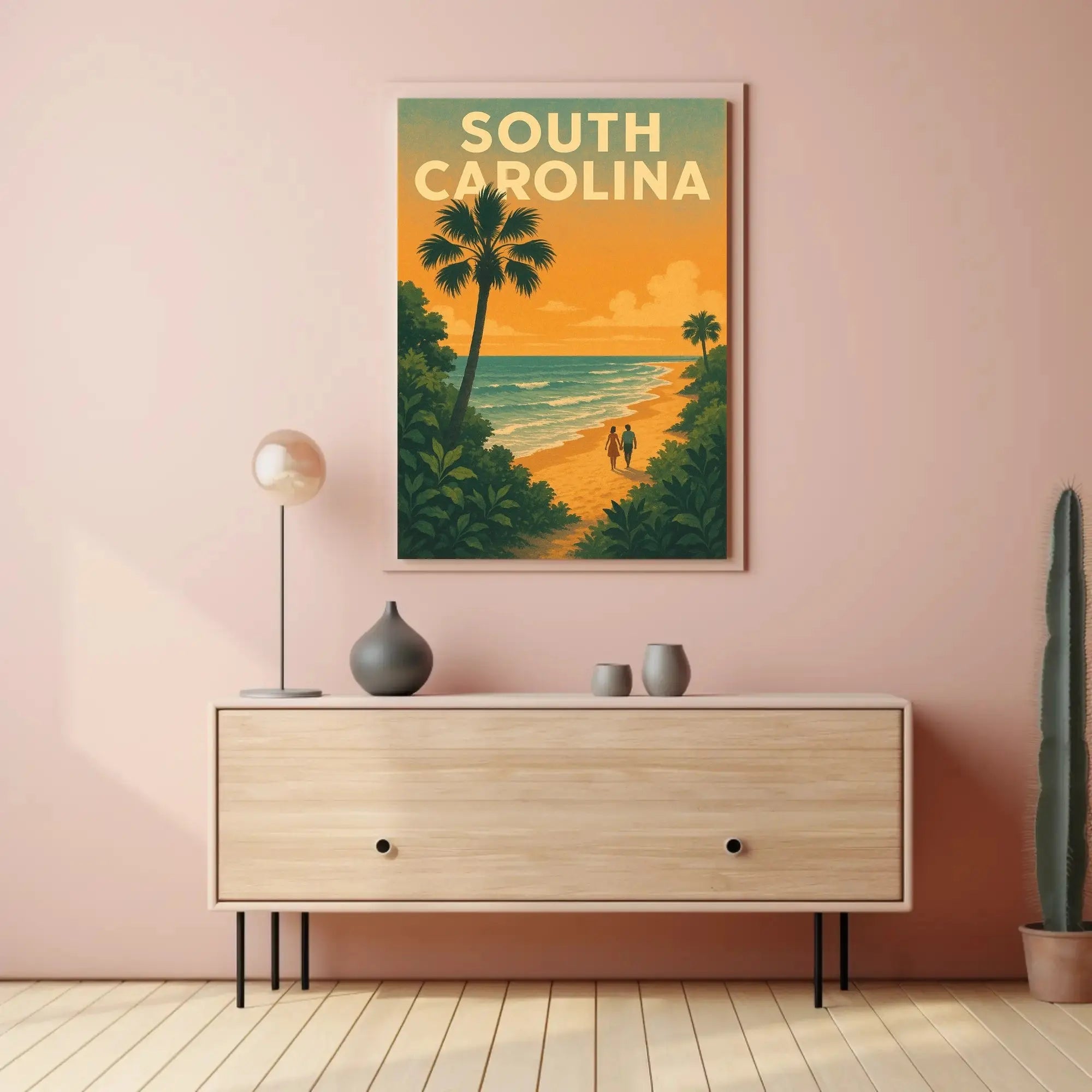 South Carolina Beach Romance Vintage Travel Poster PosterGoat