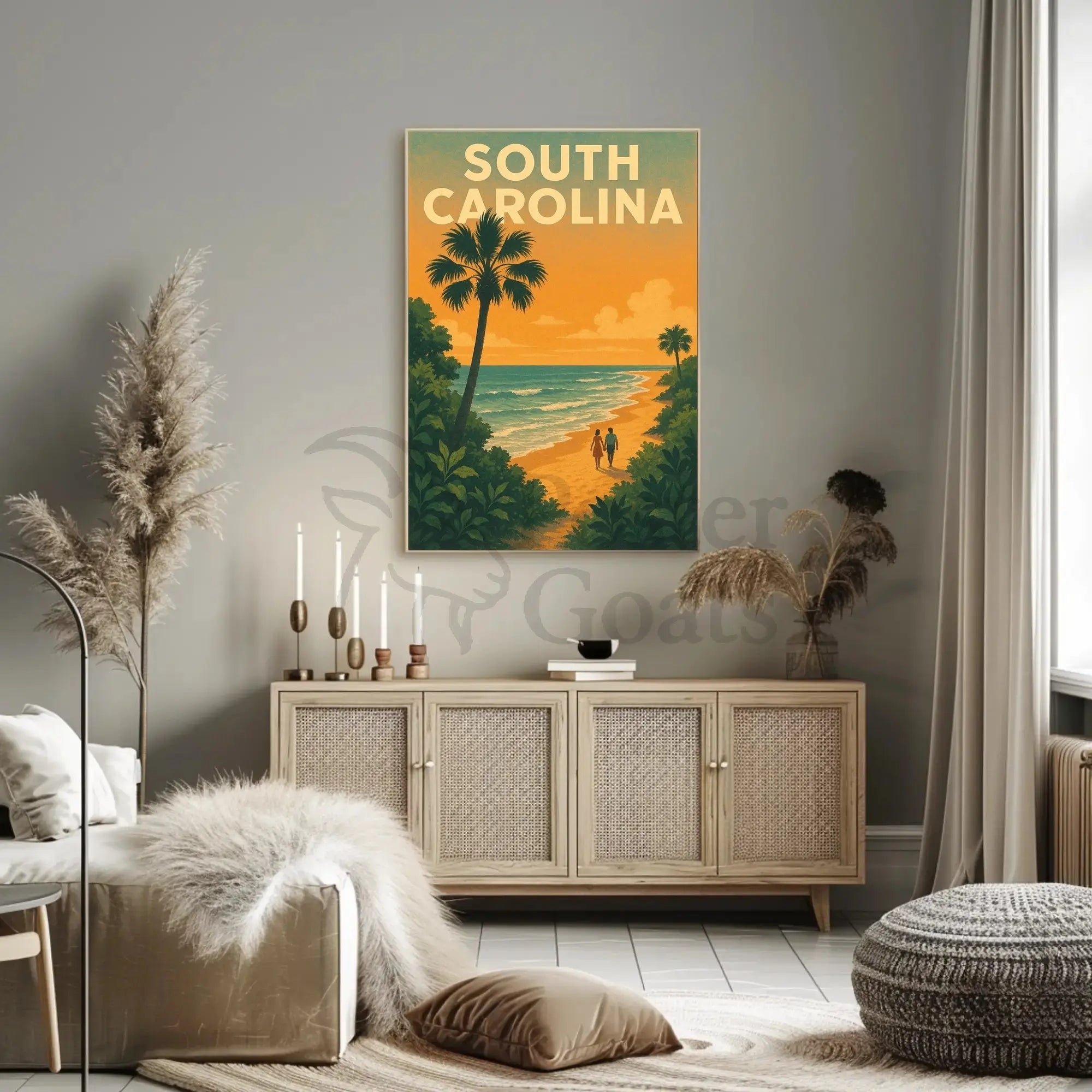 South Carolina Beach Romance Vintage Travel Poster PosterGoat