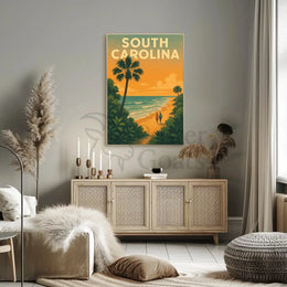 South Carolina Beach Romance Vintage Travel Poster PosterGoat