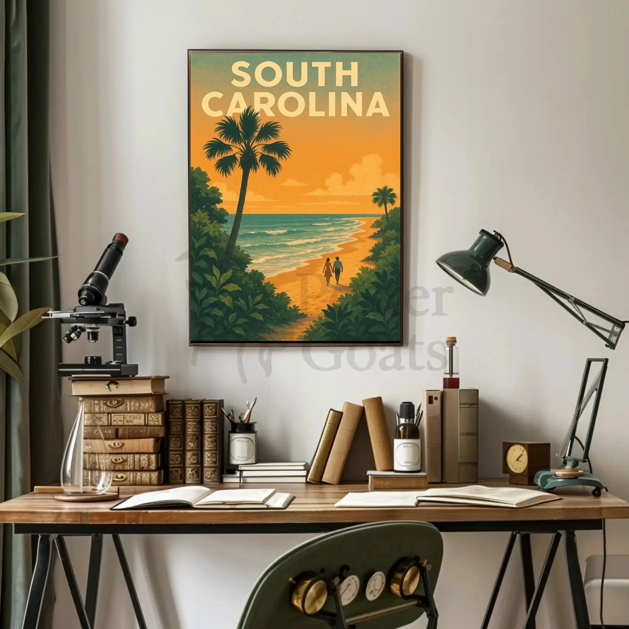 South Carolina Beach Romance Vintage Travel Poster PosterGoat