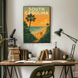 South Carolina Beach Romance Vintage Travel Poster PosterGoat