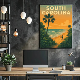 South Carolina Beach Romance Vintage Travel Poster PosterGoat