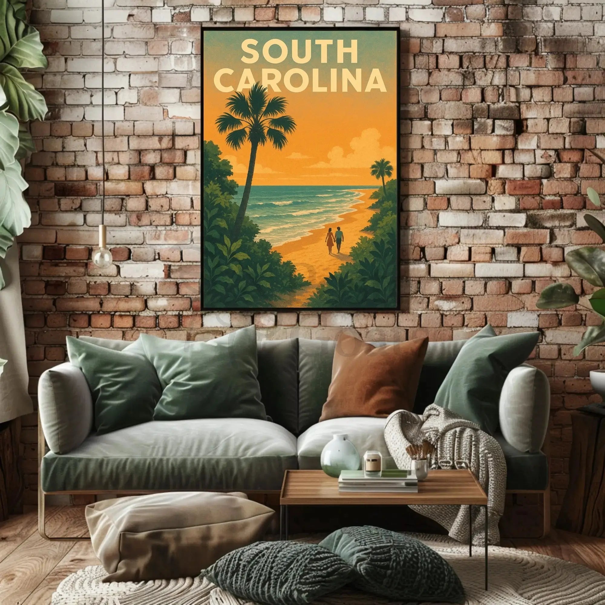 South Carolina Beach Romance Vintage Travel Poster PosterGoat